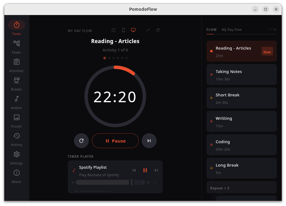 PomodoFlow desktop mode